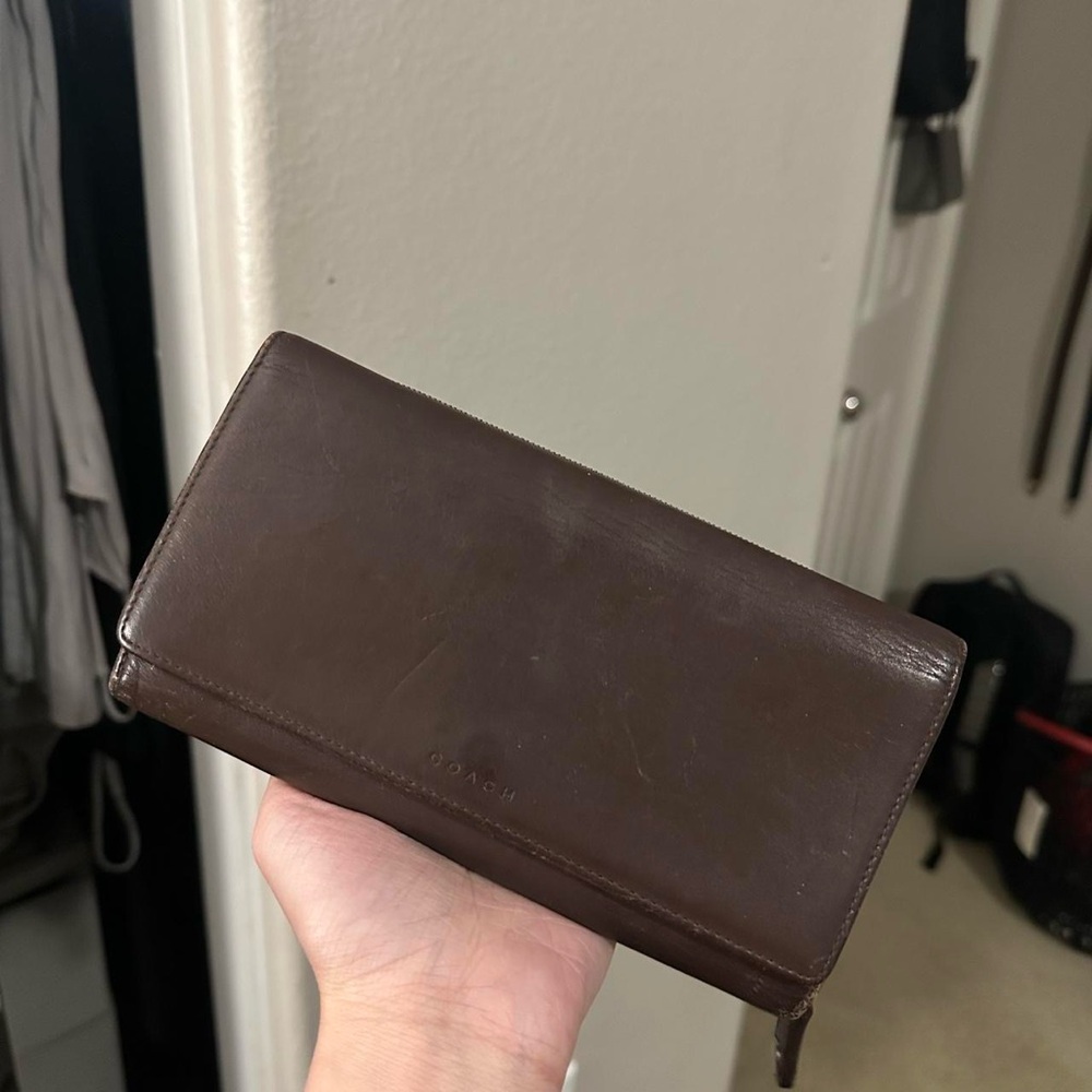 Coach Dark Brown Leather Clutch